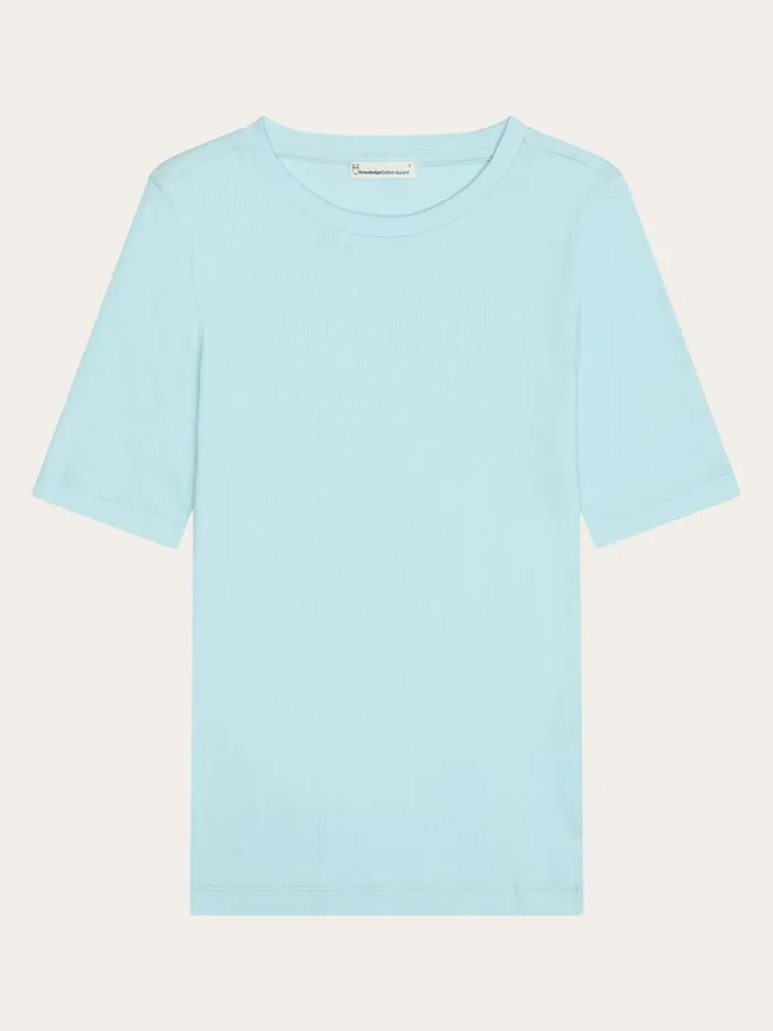 KnowledgeCotton Apparel TShirts And Tops Rib Tshirt Aquaesque 8211 Women