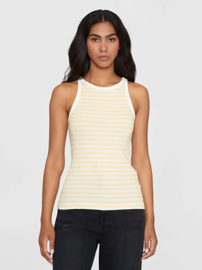 KnowledgeCotton Apparel TShirts And Tops Striped Racer Rib Top Yellow Stripe 8211 Women