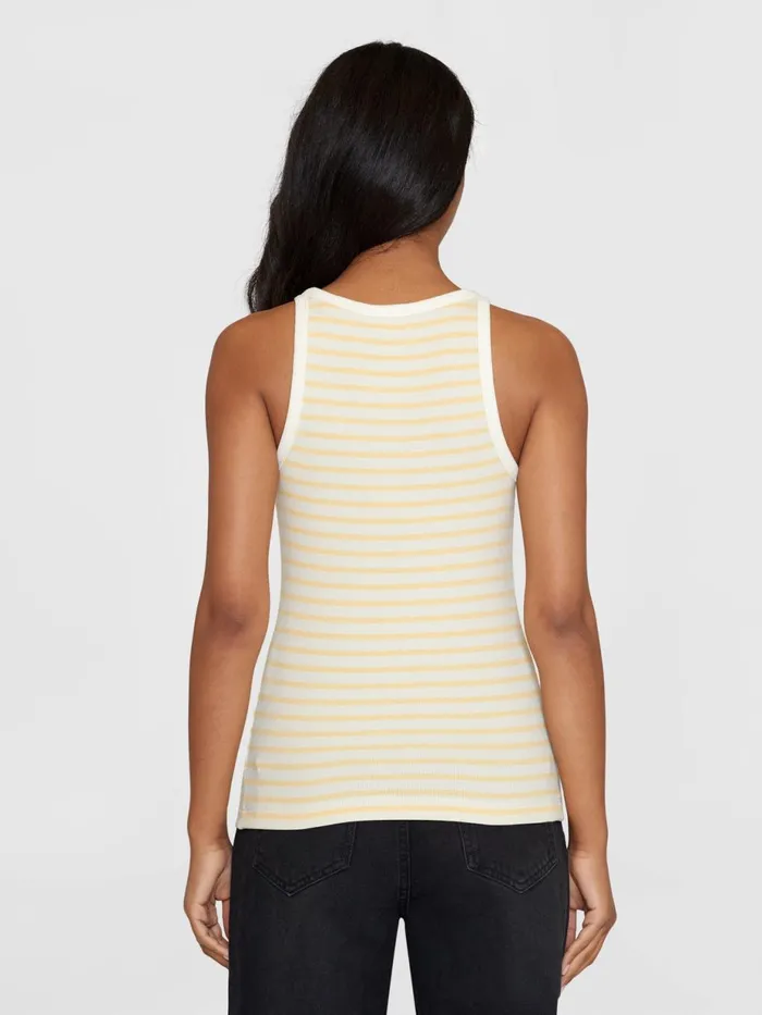 KnowledgeCotton Apparel TShirts And Tops Striped Racer Rib Top Yellow Stripe 8211 Women