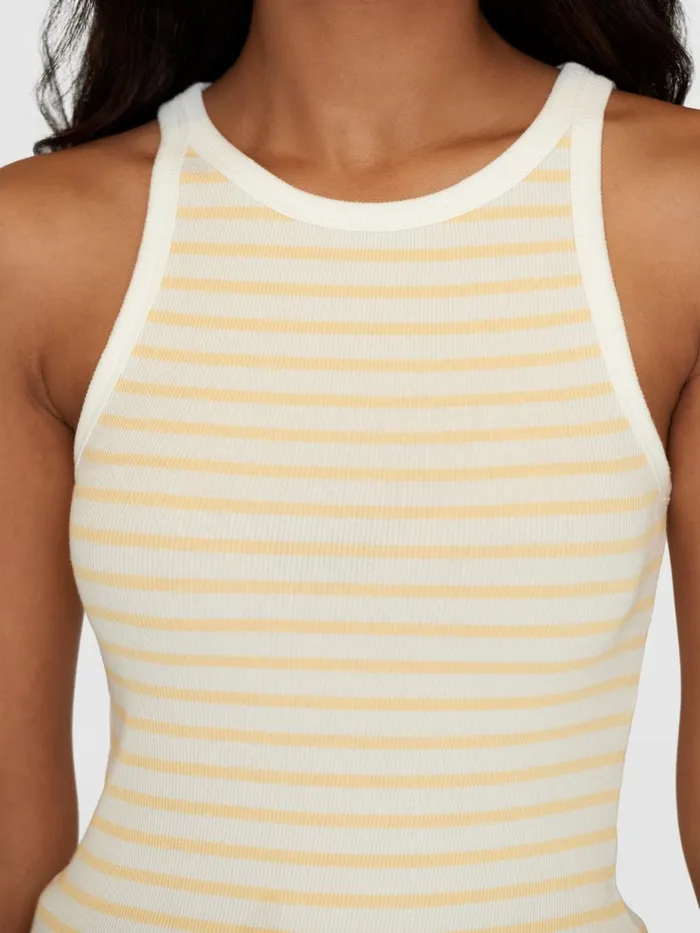 KnowledgeCotton Apparel TShirts And Tops Striped Racer Rib Top Yellow Stripe 8211 Women