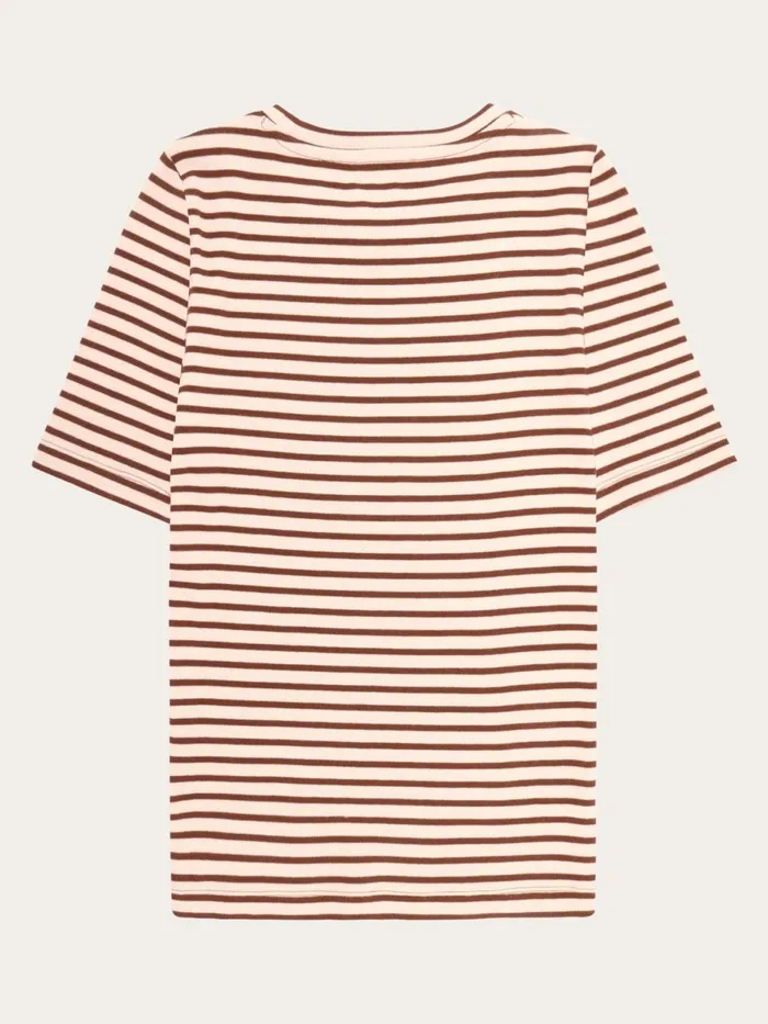 KnowledgeCotton Apparel TShirts And Tops Striped Rib Tshirt Brown Stripe 8211 Women