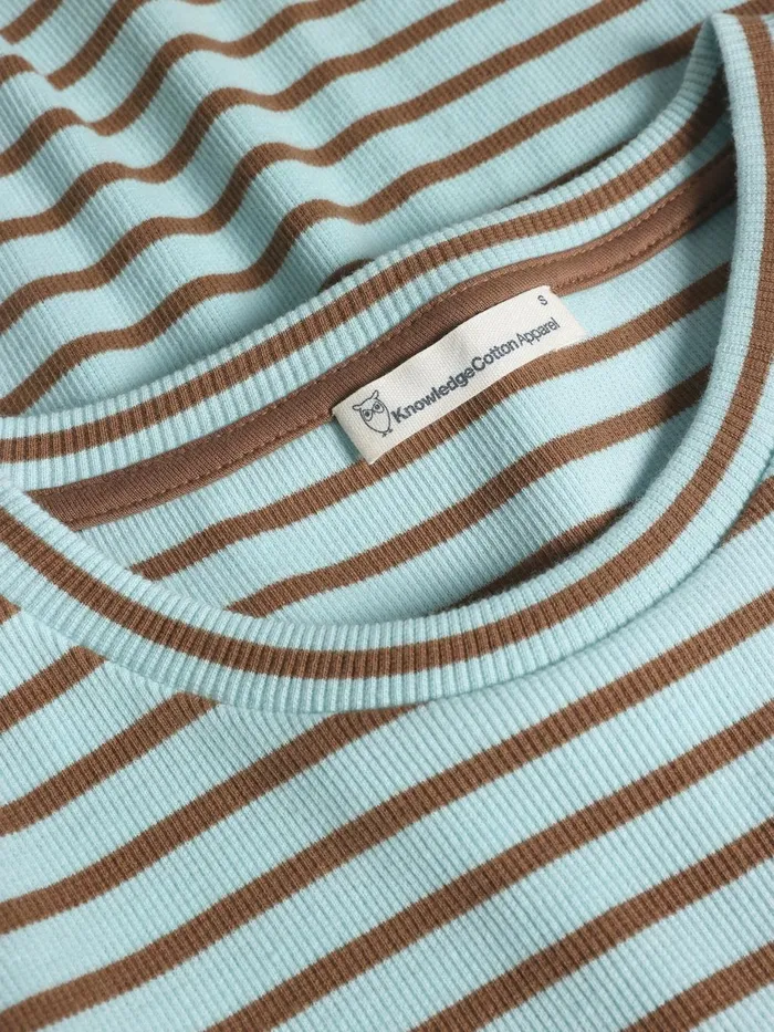 KnowledgeCotton Apparel TShirts And Tops Striped Rib Tshirt Light Blue Stripe 8211 Women KnowledgeCotton Apparel TShirts And Tops Striped Rib Tshirt Light Blue Stripe 8211 Women