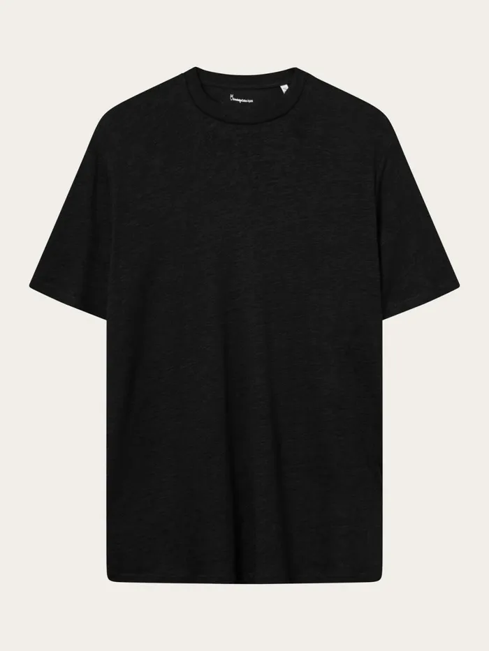 KnowledgeCotton Apparel TShirts Linen Tshirt Black Jet 8211 Men