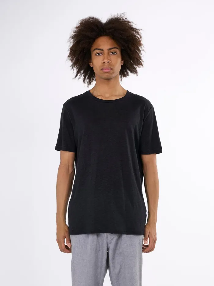 KnowledgeCotton Apparel TShirts Linen Tshirt Black Jet 8211 Men