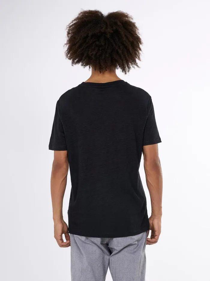 KnowledgeCotton Apparel TShirts Linen Tshirt Black Jet 8211 Men