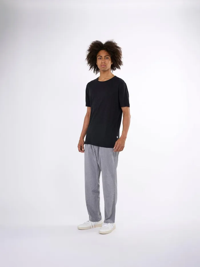 KnowledgeCotton Apparel TShirts Linen Tshirt Black Jet 8211 Men