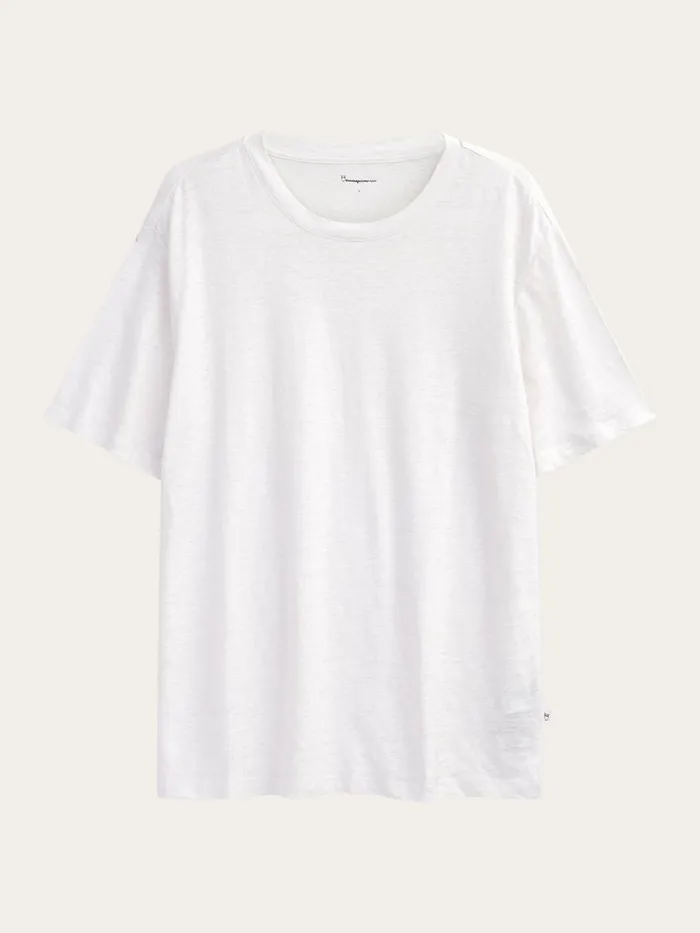 KnowledgeCotton Apparel TShirts Linen Tshirt Bright White 8211 Men