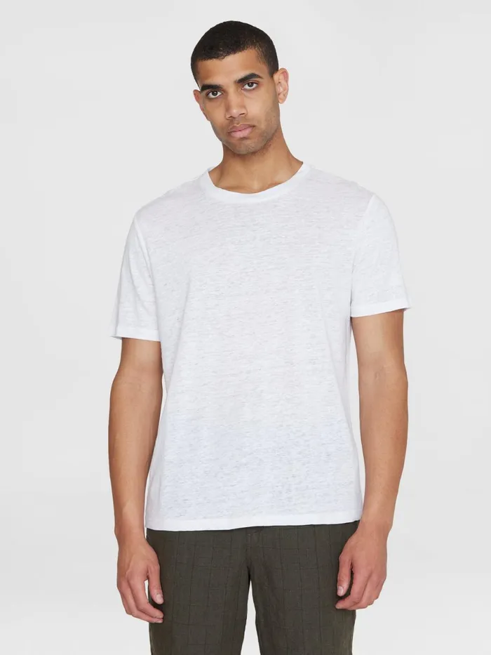 KnowledgeCotton Apparel TShirts Linen Tshirt Bright White 8211 Men KnowledgeCotton Apparel TShirts Linen Tshirt Bright White 8211 Men