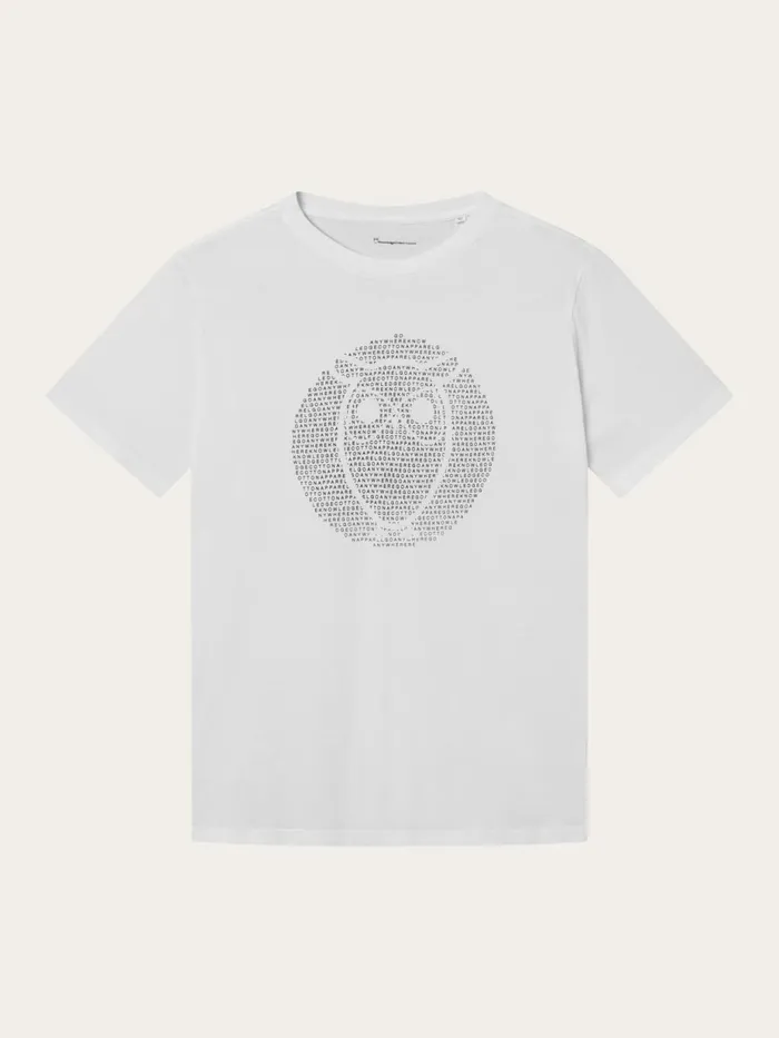 KnowledgeCotton Apparel TShirts Regular Fit Owl Chest Print Bright White 8211 Men