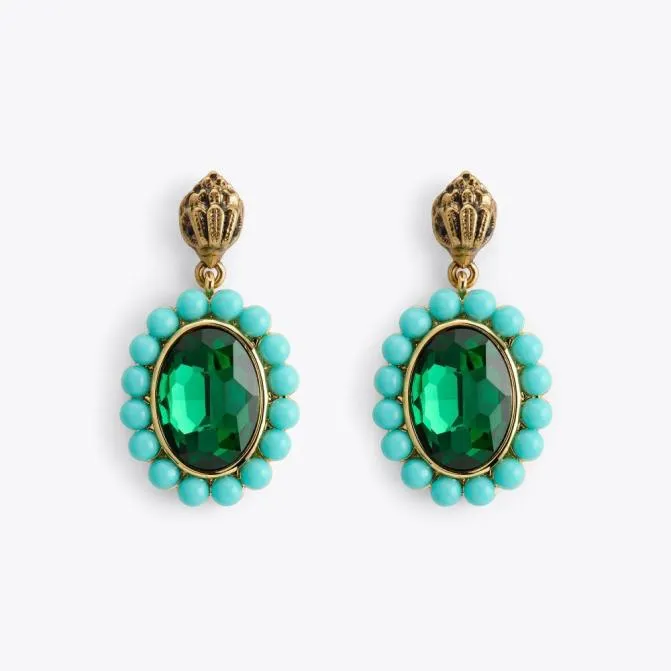 Kurt Geiger Jewelry Regency Drop Earring Green 8211 Women