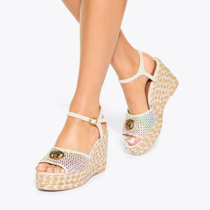 Kurt Geiger Sandals Chelsea Wedge Heel Bone Combination 8211 Women