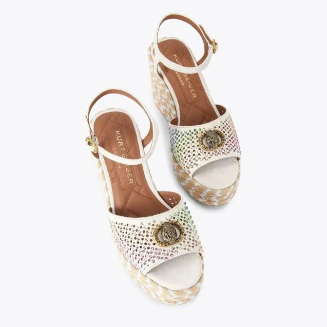 Kurt Geiger Sandals Chelsea Wedge Heel Bone Combination 8211 Women
