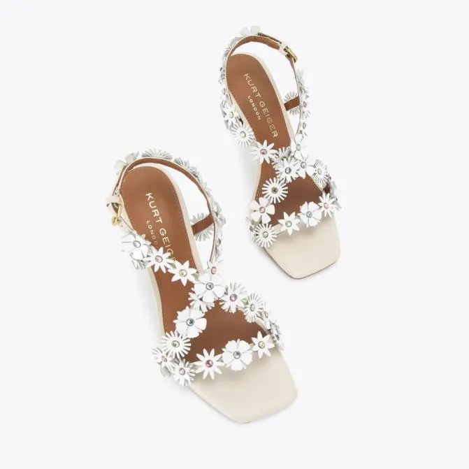 Kurt Geiger Sandals Flower Heel Bone Combination 8211 Women