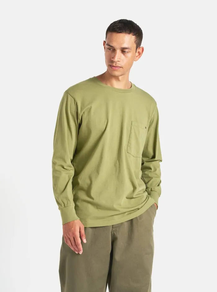 LS Tee In Olive Organic Jersey Men Universal Works Tees