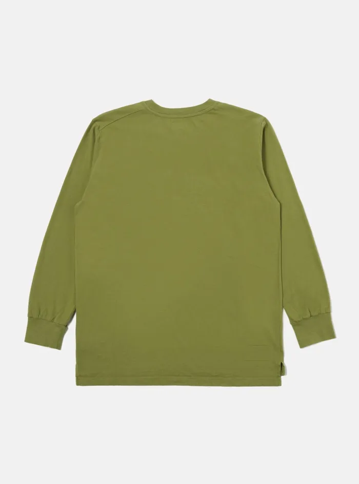 LS Tee In Olive Organic Jersey Men Universal Works Tees