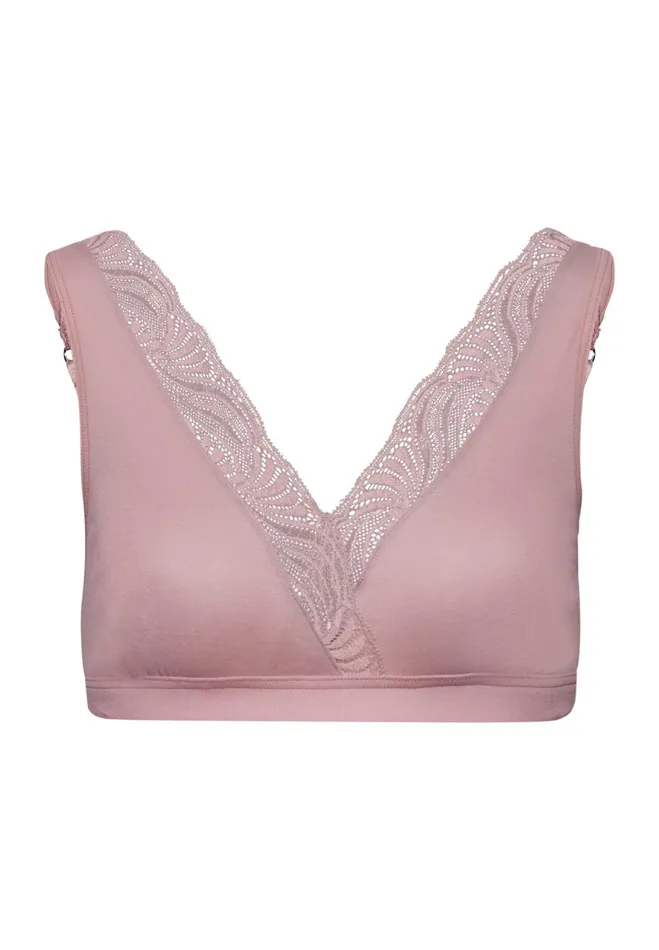 Lace Trim Soft Cup Bra Woodrose Women HANRO Wireless Bras