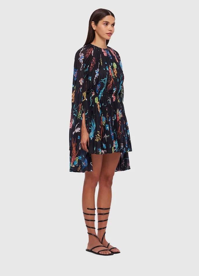 LEO LIN Dresses and Jumpsuits Women Evelyn Bell Sleeve Mini Dress 8211 Twilight Print in Black