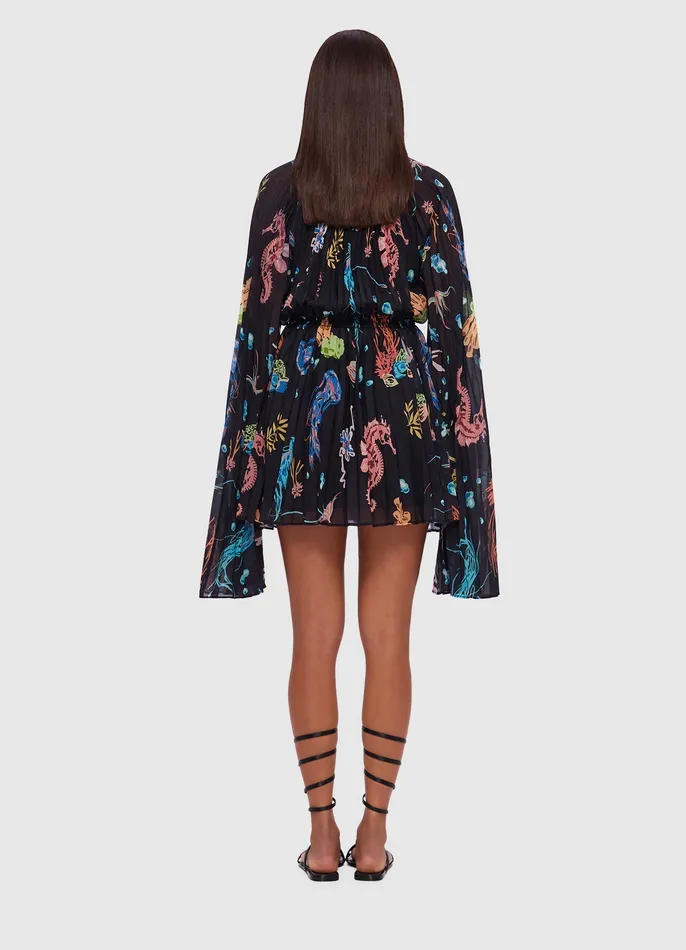 LEO LIN Dresses and Jumpsuits Women Evelyn Bell Sleeve Mini Dress 8211 Twilight Print in Black