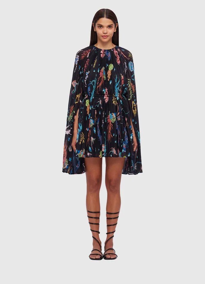 LEO LIN Dresses and Jumpsuits Women Evelyn Bell Sleeve Mini Dress 8211 Twilight Print in Black