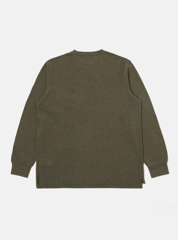 Loose LS Tee In Olive Recycled Wool Mix Men Universal Works Tees