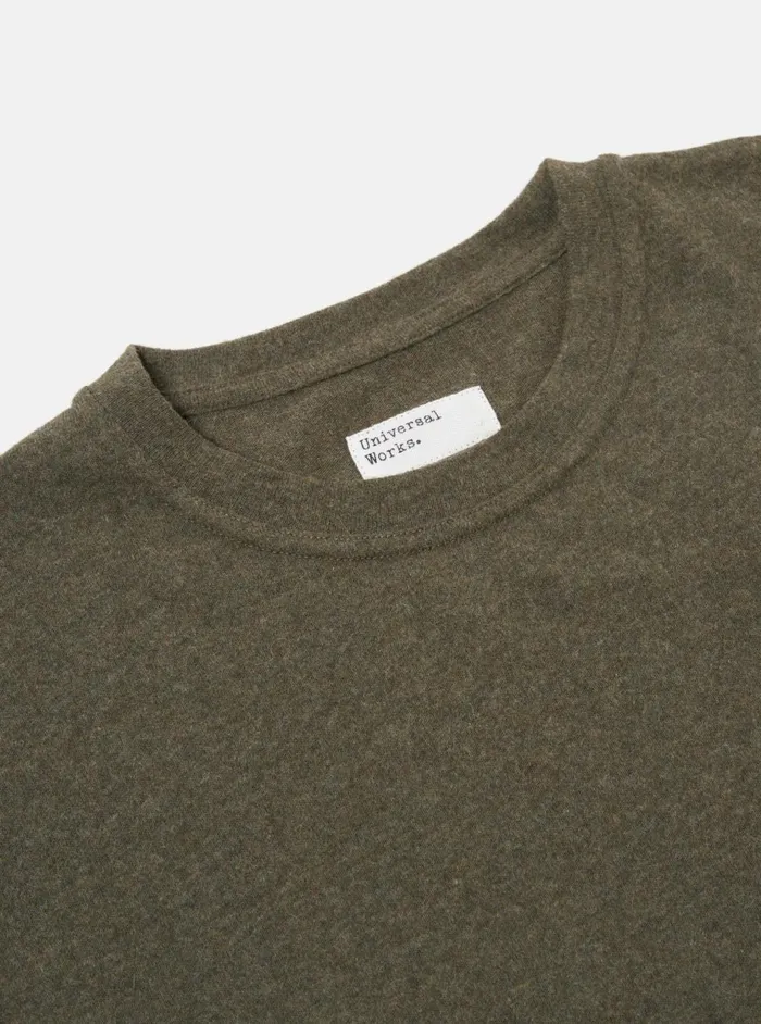 Loose LS Tee In Olive Recycled Wool Mix Men Universal Works Tees