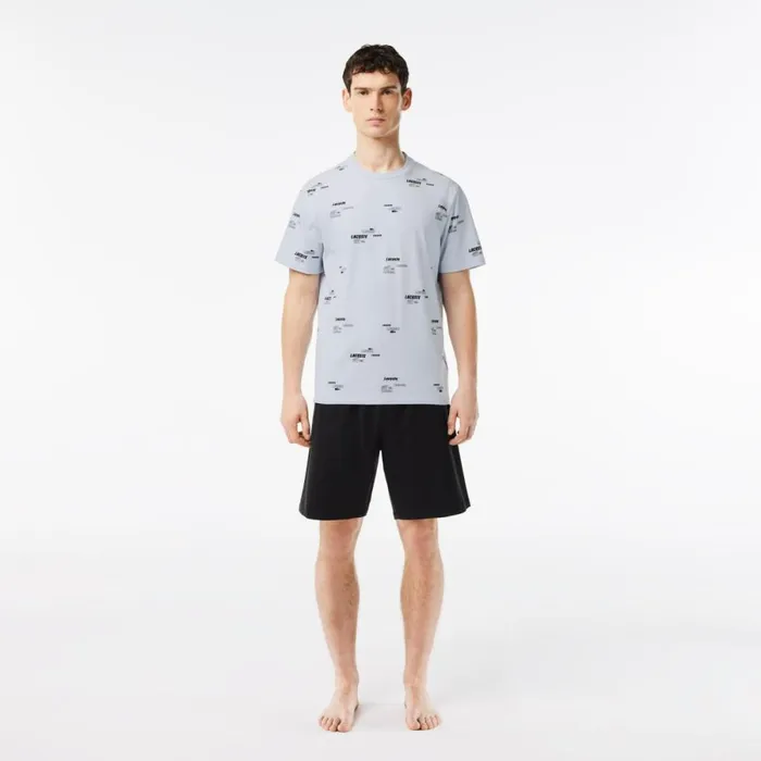 Loungewear and Pajamas Men Lacoste Men039s Print Top Pajama Set Light Blue Black Ww5 Loungewear and Pajamas Men Lacoste Men039s Print Top Pajama Set Light Blue Black Ww5