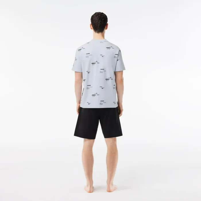 Loungewear and Pajamas Men Lacoste Men039s Print Top Pajama Set Light Blue Black Ww5