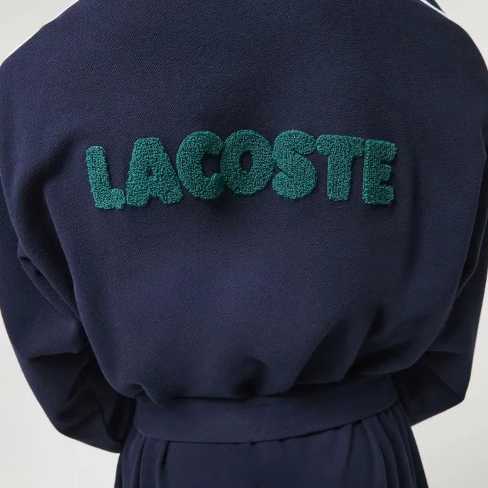 Loungewear and Pajamas Men Lacoste Mens SPORT Textured Badges Cotton Piqu Robe Navy Blue 166