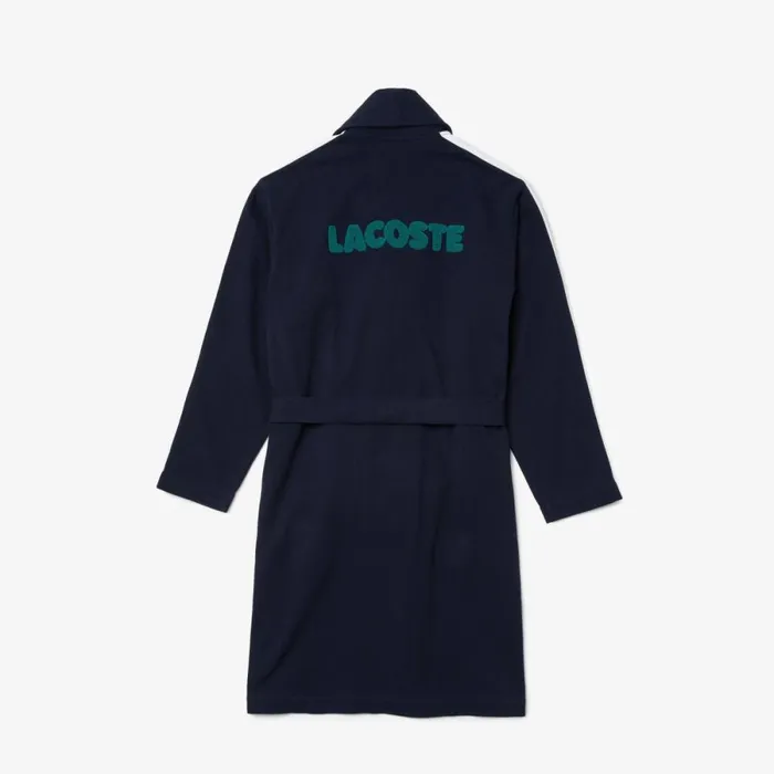 Loungewear and Pajamas Men Lacoste Mens SPORT Textured Badges Cotton Piqu Robe Navy Blue 166