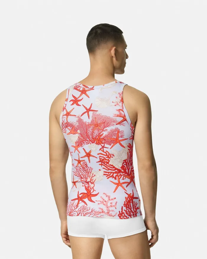 Loungewear and Pajamas Men Versace Barocco Sea Ribbed Tank Top Blueprint