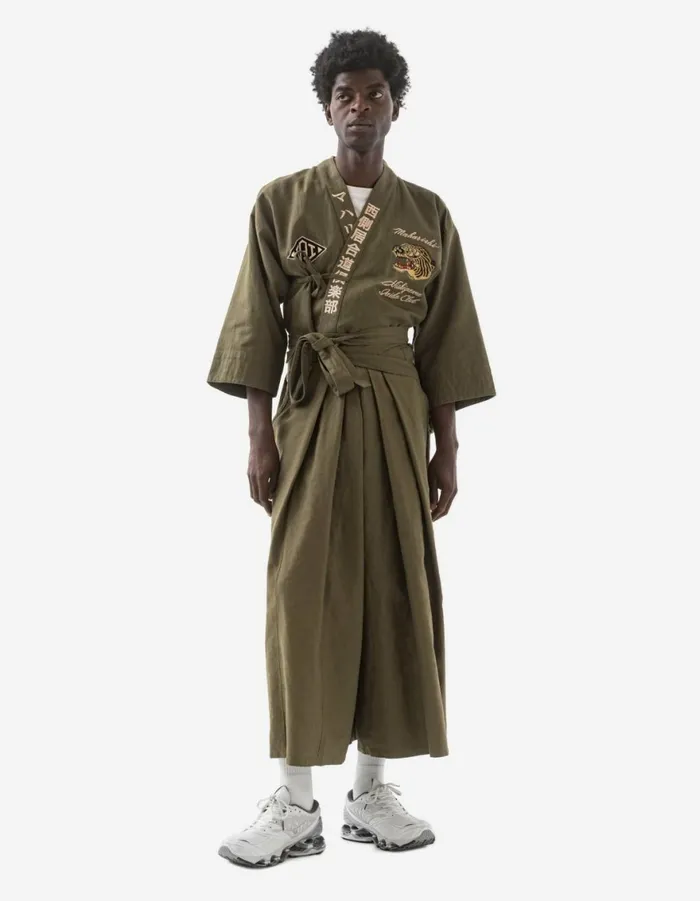 Maharishi Hakama Pants 1104 Nekomata Tiger Iaido Hakama Olive OG107F 8211 Men