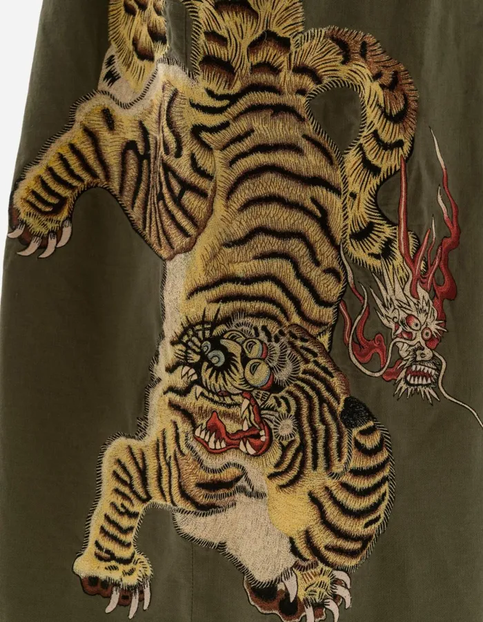 Maharishi Hakama Pants 1104 Nekomata Tiger Iaido Hakama Olive OG107F 8211 Men