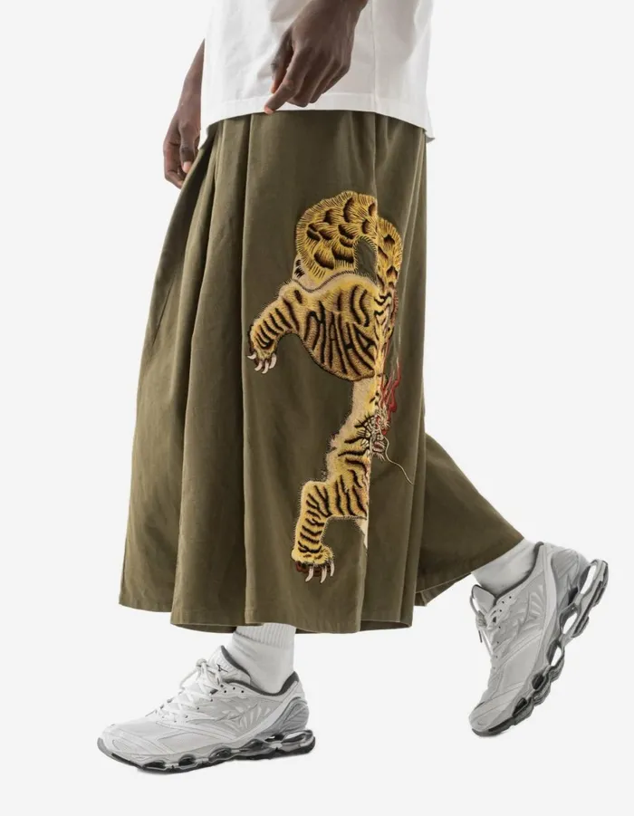 Maharishi Hakama Pants 1104 Nekomata Tiger Iaido Hakama Olive OG107F 8211 Men