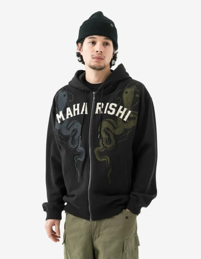 Maharishi Hooded Sweats 6011 Cobra Zipped Hooded Sweat Black 8211 Men