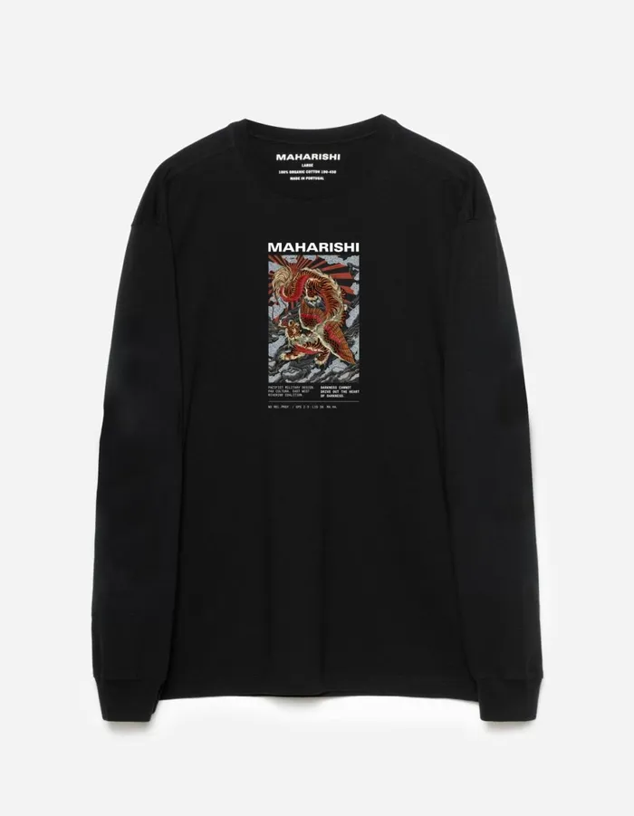 Maharishi Long Sleeve TShirts 1490 Tiger Dragon Miltype LS TShirt Black 8211 Men
