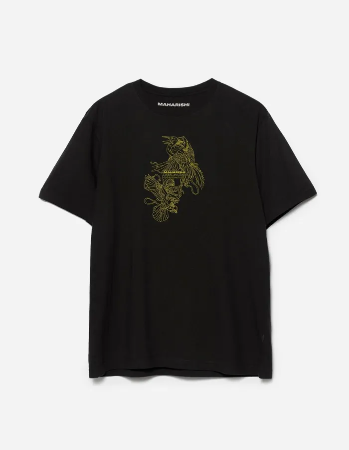 Maharishi Short Sleeve TShirts 1491 Crow and Heron Miltype TShirt Black 8211 Men