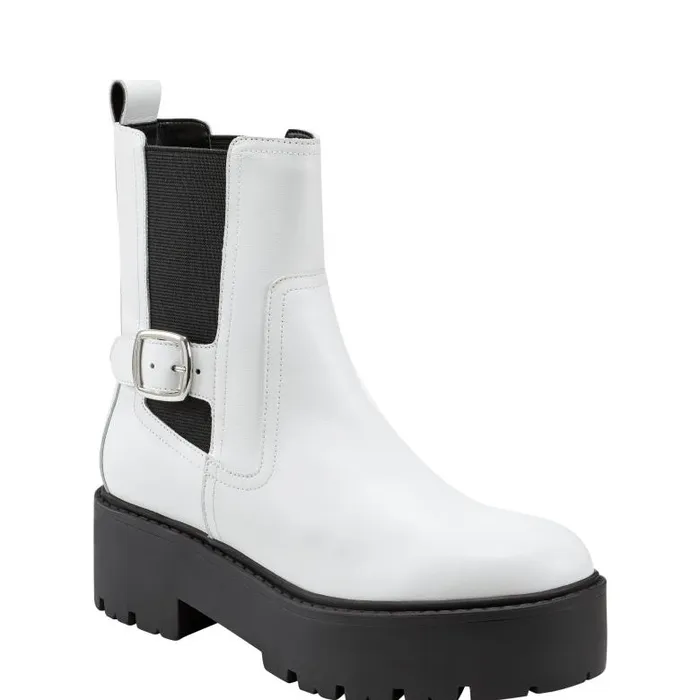 Marc Fisher Booties Women Dacilla Lug Sole Bootie White Leather