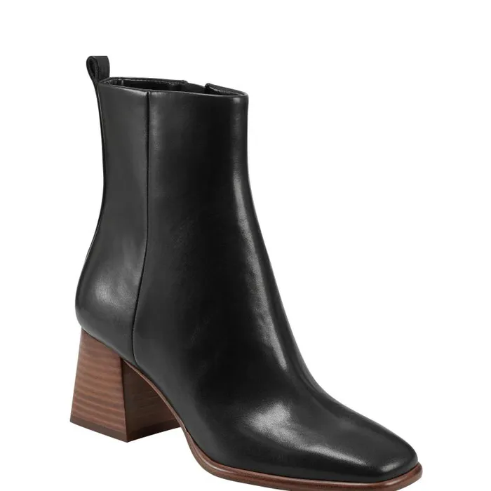 Marc Fisher Booties Women Floria Square Toe Bootie Black Leather