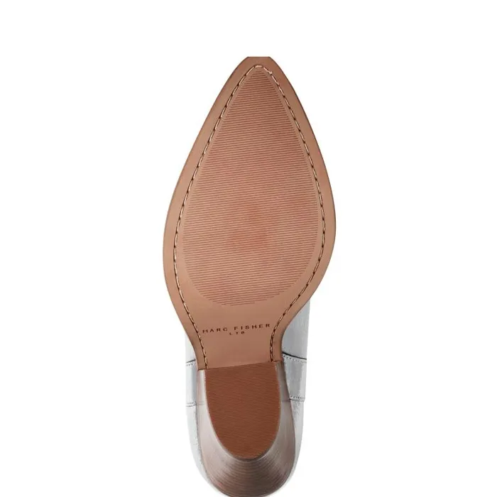 Marc Fisher Booties Women Marlie Western Bootie Silver Leather