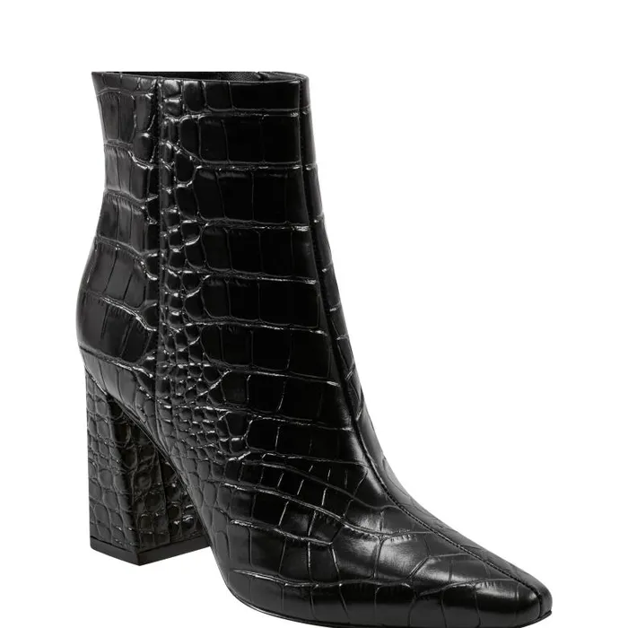 Marc Fisher Booties Women Yanara Heeled Bootie Black Croco Leather
