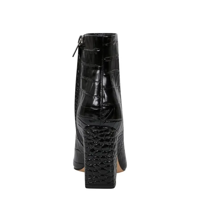 Marc Fisher Booties Women Yanara Heeled Bootie Black Croco Leather