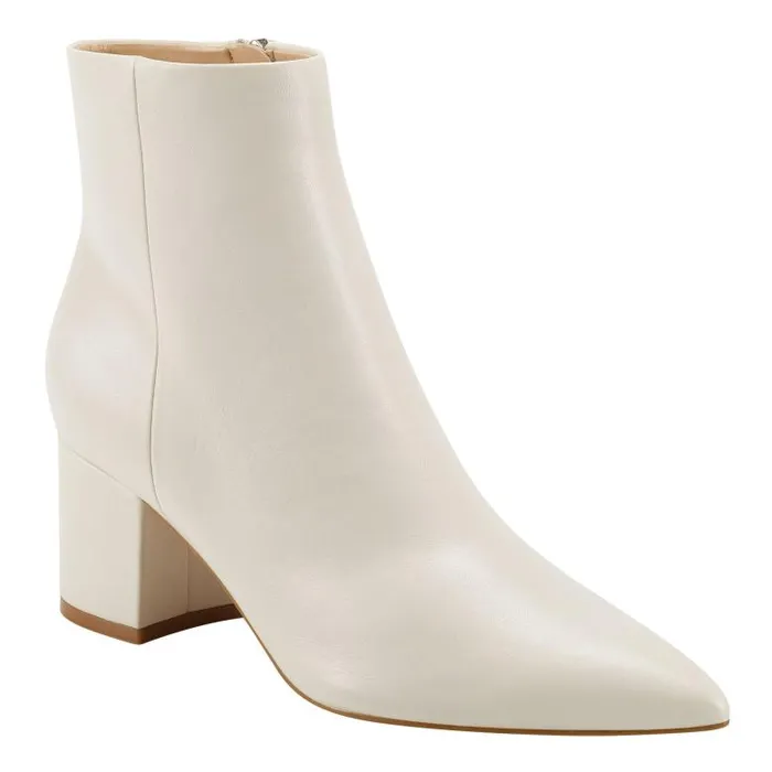 Marc Fisher Boots and Booties Women Jarli Pointy Ankle Bootie Ivory Leather