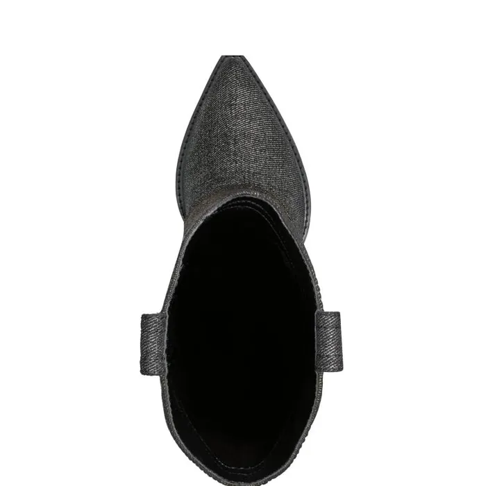 Marc Fisher Boots Women Harlo Foldover Western Boot Black Metallic Denim