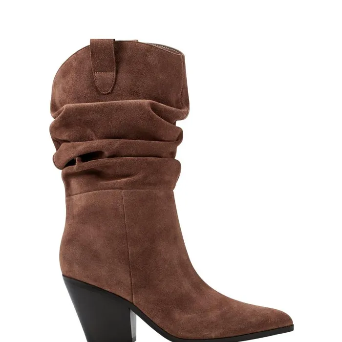 Marc Fisher Boots Women Myleea Slouchy Boot Brown Suede