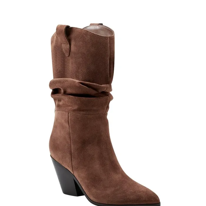 Marc Fisher Boots Women Myleea Slouchy Boot Brown Suede