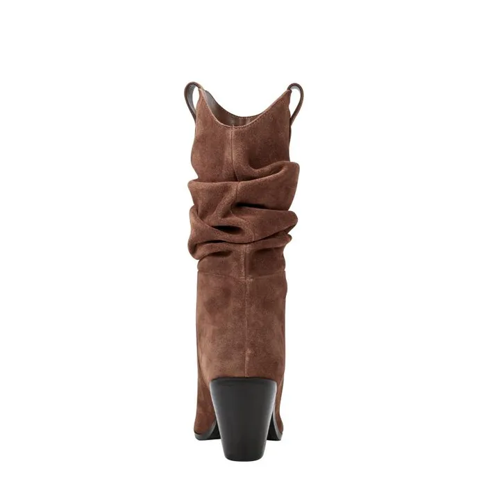 Marc Fisher Boots Women Myleea Slouchy Boot Brown Suede