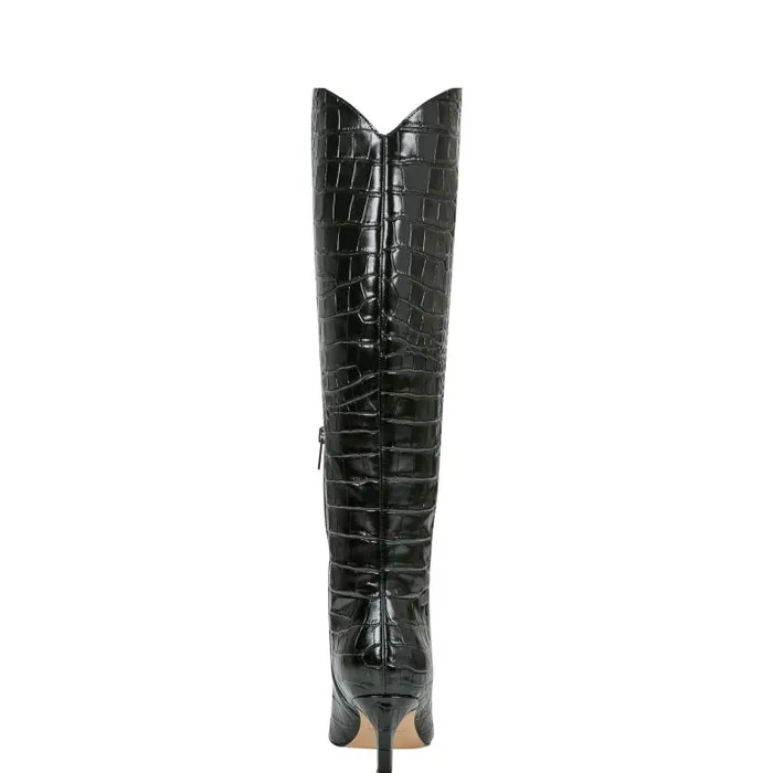 Marc Fisher Boots Women Quinnie Dress Boot Black Croco Leather
