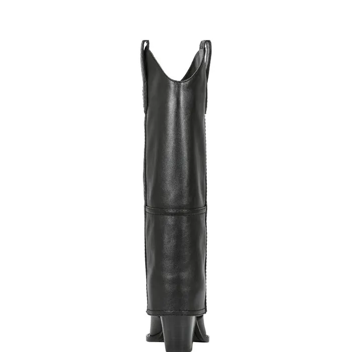 Marc Fisher Casual Boots Women Harlo Foldover Western Boot Black Leather