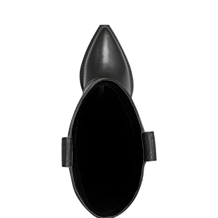 Marc Fisher Casual Boots Women Harlo Foldover Western Boot Black Leather