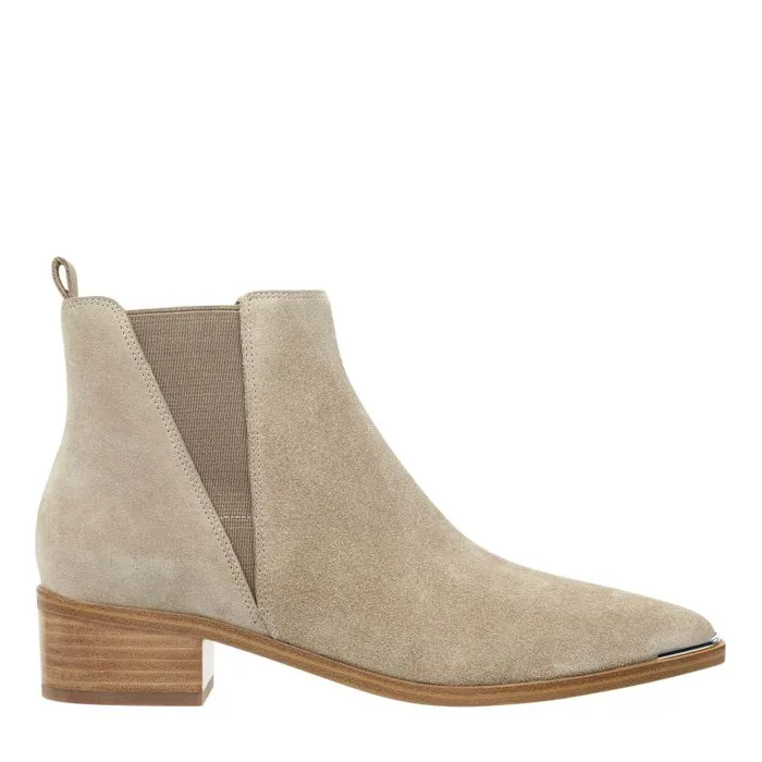 Marc Fisher Casual Boots Women Yale Pointy Toe Chelsea Bootie Taupe Suede